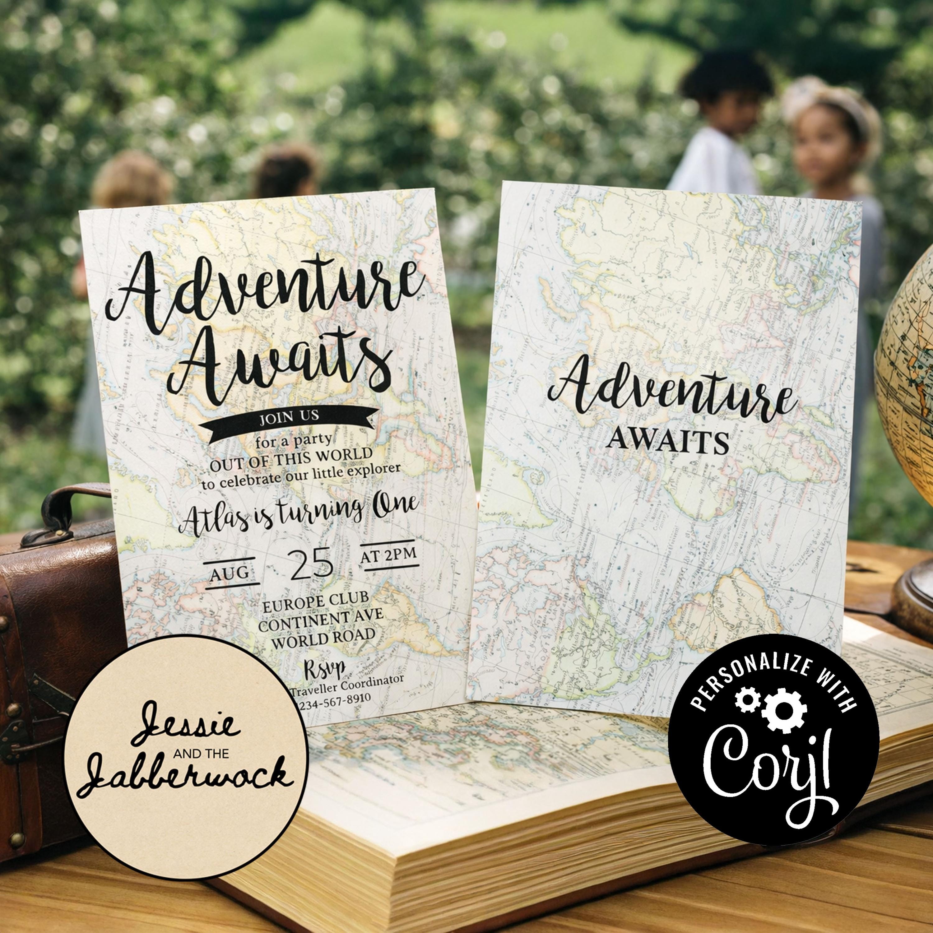 Map Party Invite Adventure Awaits Map Invitation Template | Editable Travel Party Invite ...
