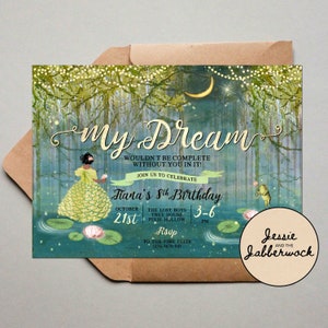Princess and the Frog Invite, Under the Moon, Fireflies invitation | Swamp Party Invite