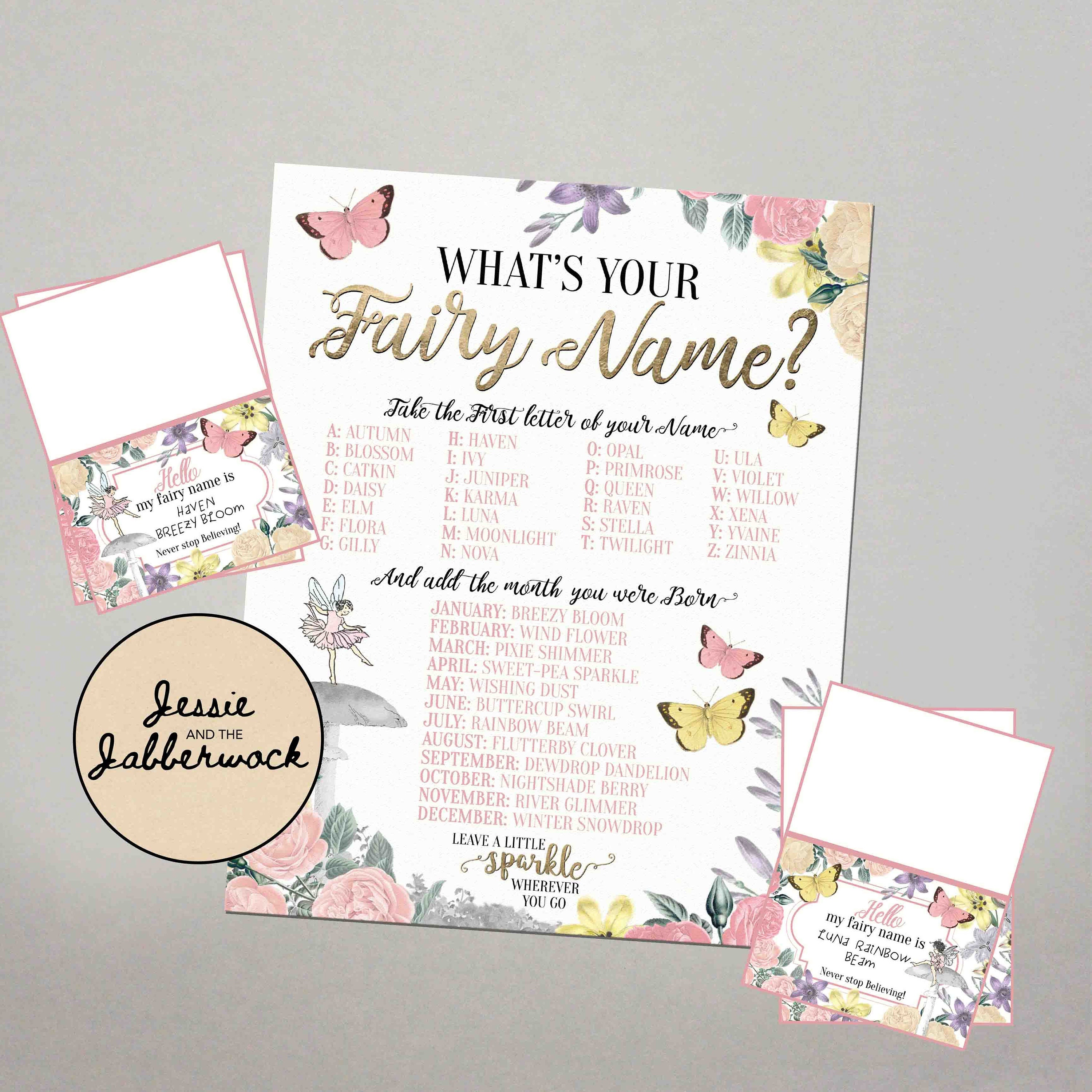 What's Your Fairy Name Printable Instant Download Party | Etsy UK