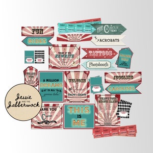 Zirkus Schilder Party Pack Ausdrucke | Größte Show Geburtstag | Karneval-Eintrittskarten | Vintage Zirkus | Fete | Messe | Lebensmittel Etiketten Direktive
