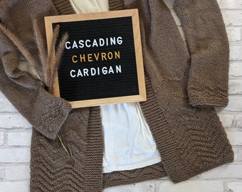 Cascading Chevron Cardigan - KNITTING PATTERN ONLY - Advanced beginner