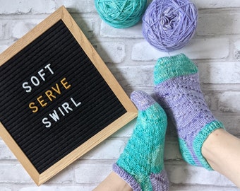 Soft Serve Swirl Socks - PATTERN ONLY - Beginner Friendly Knitting Pattern - Knit Sock Pattern