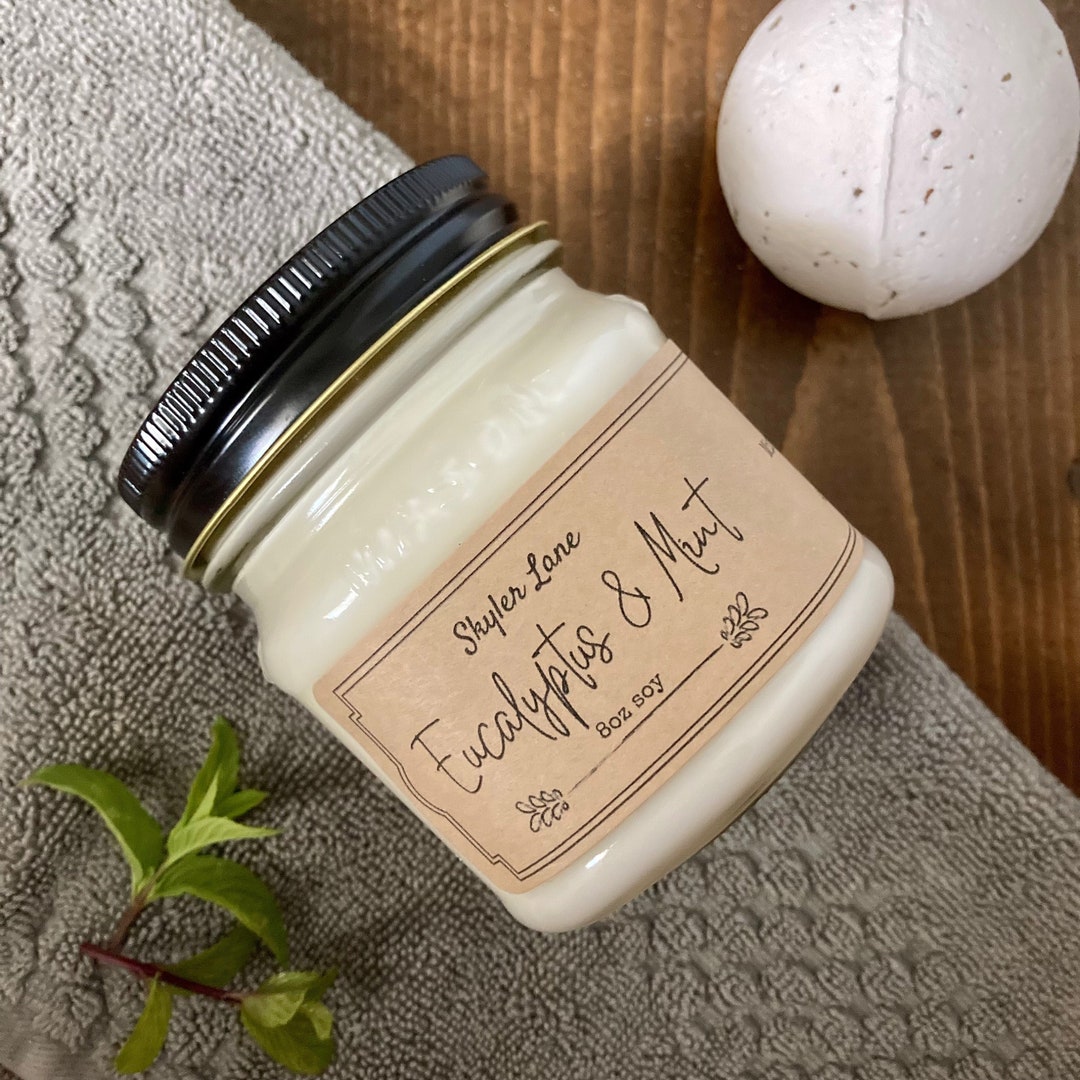 Eucalyptus & Mint Soy Candle | Relaxing Therapeutic Scent - 100% Soy ...