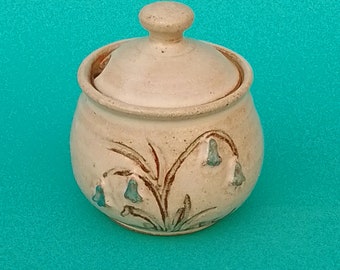 Bluebell honey, marmalade, sugar, jam pot, handthrown stoneware pottery ceramic