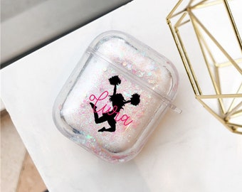 Glitter Customized Sports Airpod Case Cheer Name Glitter Airpods Case Personalized Gift Cheerleading Cheerleader Cheer Airpod case for girl