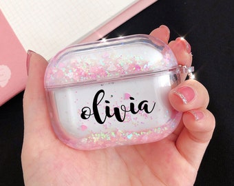 Air pod Pro Case Customized Name Personalized Airpods Glitter Case Personalized Gift Glitter Airpod Pro Cute Air pod case cover Bling case