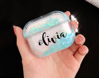Air pod Pro Case Customized Name Personalized Airpods Glitter Case Personalized Gift Glitter Airpod Pro Cute Air pod case cover Bling case