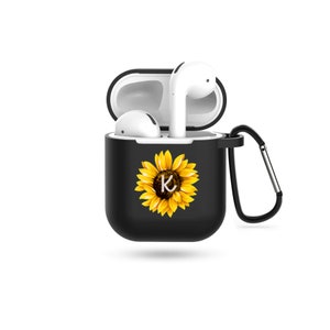 Customized Initial Sunflower Airpods Case Personalized Airpods Case Personalized Gift Cute Airpod case Monogram Air pod cover Gift for her