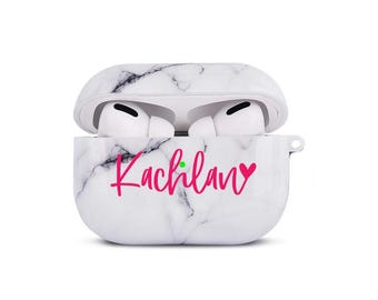 Airpod Pro Case Customized Name White Marble AirPods Pro Case Personalized Gift Air pod Pro case Name Keychain Clip case Custom Initial
