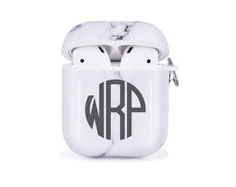 Airpod Case Customized Monogram White Marble Airpods Case Personalized Gift Air pod case Air pod case Name Keychain Clip case Custom Initial