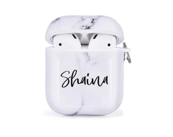 Airpod Case Customized Name White Marble Airpods Case Personalized Gift Air pod case Air pod case Name Keychain Clip case Custom Initial