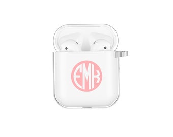 Customized Name Airpod Case Airpods Case Personalized Gift Monogram Air Pods case with Keychain Cute Clear AirPod case with Clip
