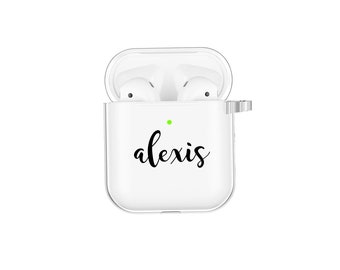 Customized Name Airpod Case Personalized Airpods Case with Keychain Clip Personalized Gift Color Air Pods case Cute AirPod Clear case Rubber