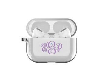 Custom Monogram Airpods Pro Case Airpods Pro Case Personalized Gift Air Pod Pro case Cute Clear case AirPods Pro case with Keychain Clip