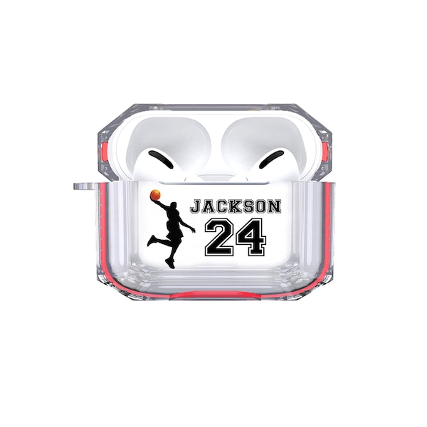 Protective Customized Sports Airpods Pro Case Basketball Name Number Air Pods Pro Case Personalized Gift for Basketball Player Coach Mom Dad