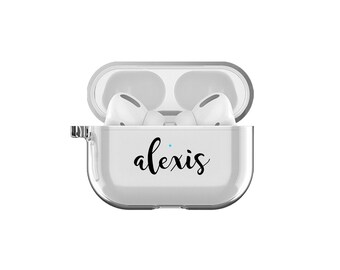 Custom Name Airpods Pro Case Airpods Pro Case Personalized Gift Air Pod Pro case Cute Clear case AirPods Pro case with Keychain Clip