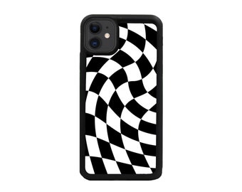 Checker Wave Phone Case iPhone 11 case.Black White phone case.iPhone 14,13,12,11,XR Case. Cute Phone Case. iPhone 12 Phone Case Geometric