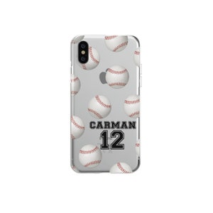 CLEAR Personalized Baseball phone case. Custom baseball case.Personalized baseball case iphone.Personalized baseball case for Samsung galaxy