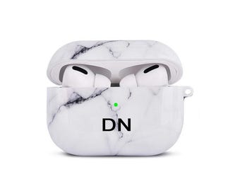 Airpod Pro Case Customized Initials White Marble Airpods Pro Case Personalized Gift Air pod Pro case Name Keychain Clip case Custom Initial