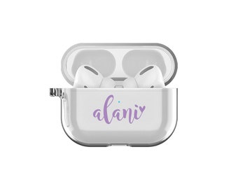 Custom Name Heart Airpods Pro 2 Case Airpods Pro Case Personalized Gift Air Pod Pro case Cute Clear case AirPods Pro case with Keychain Clip