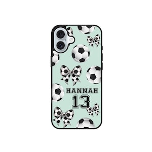 Personalized Soccer phone case.Custom Soccer case.Personalized name Soccer iphone 11 case.Personalized Soccer case Samsung Coquette Girl Bow