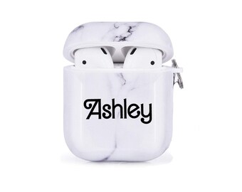 Airpod Case Customized Name White Marble Airpods Case Personalized Gift Air pod case Air pod case Name Keychain Clip case Custom Initial