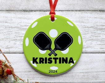 Pickleball Player Ceramic Ornament, Personalize Gift for Pickleball Dink, Pickleball Ornament Personalized, Custom Dink Christmas Ornament