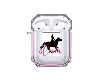 Protective Customized Equestrian Airpod 1 AirPods 2 Case Horseback Riding Name Airpods Case Personalize Gift for Horse Rider Lover Coach