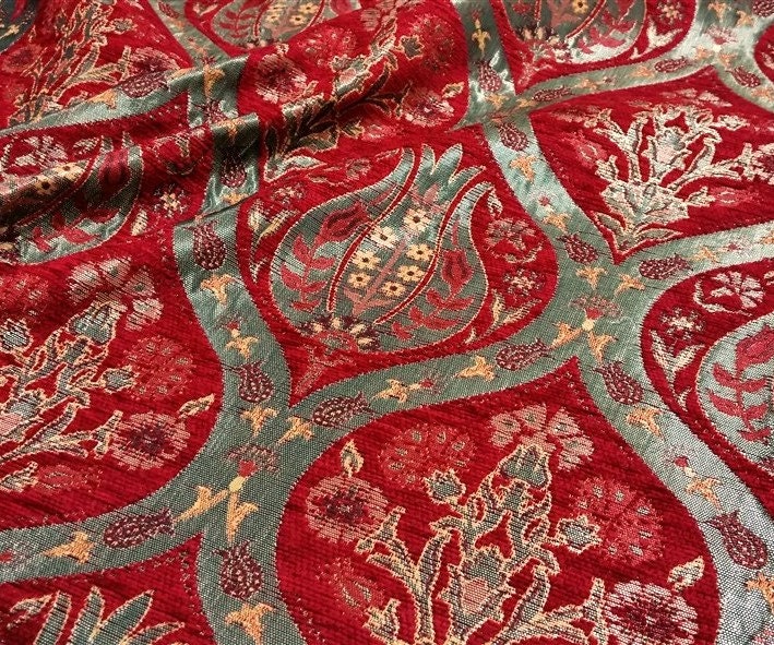 Jacquard Chenille Upholstery Fabric Oriental Style Heavy Etsy
