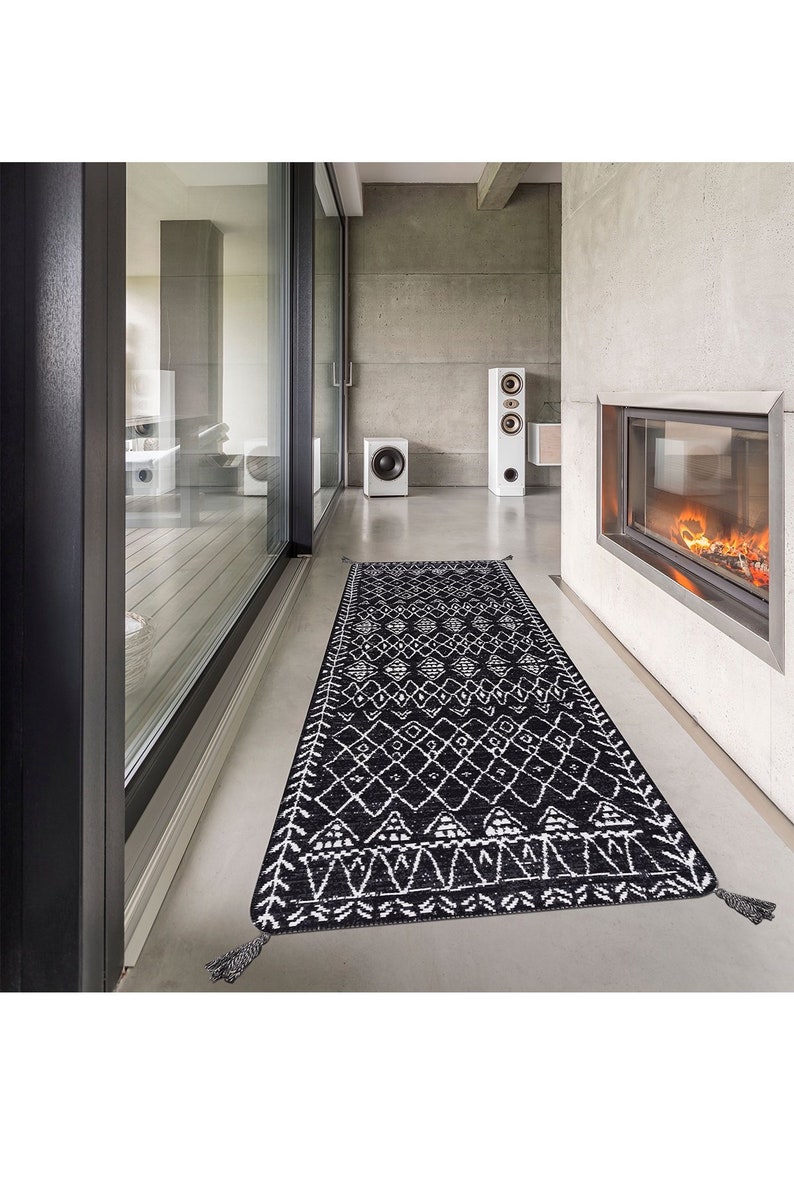 Cotton Woven Long Double Side Ethnic Floor Kilim Navajo Aztec Moroccan Tribal Scandinavian Geometric Natural Rug