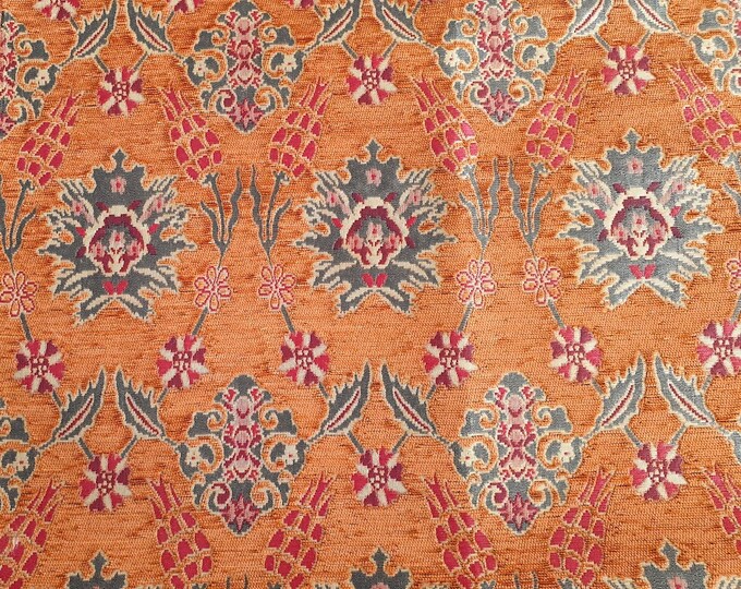 Chenille Jacquard Upholstery Fabric Floral Tulip Clove Etsy