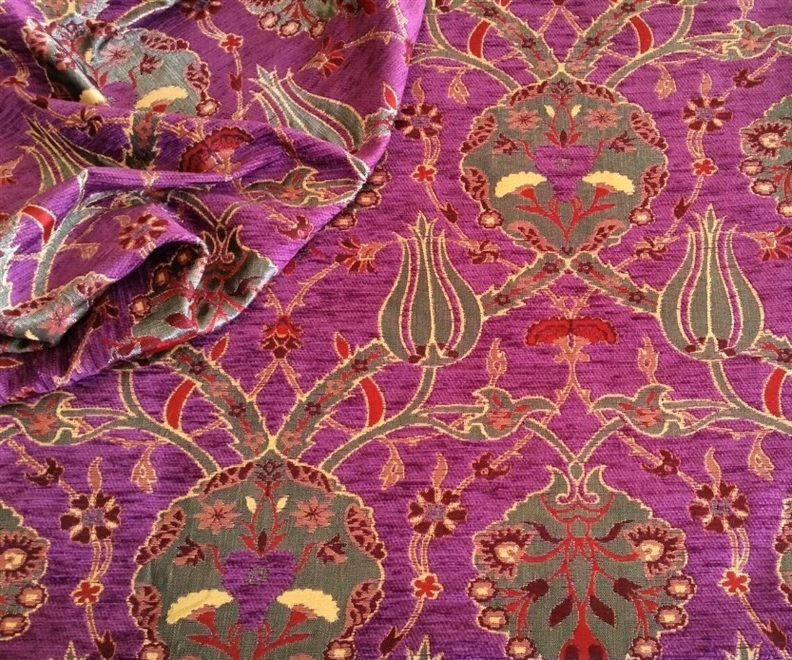 Jacquard Chenille Upholstery Fabric Floral Fabric With Etsy