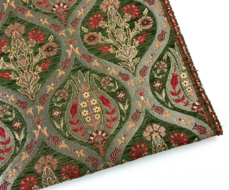 Chenille Upholstery Fabric Floral Fabric With Tulip & Clove Etsy