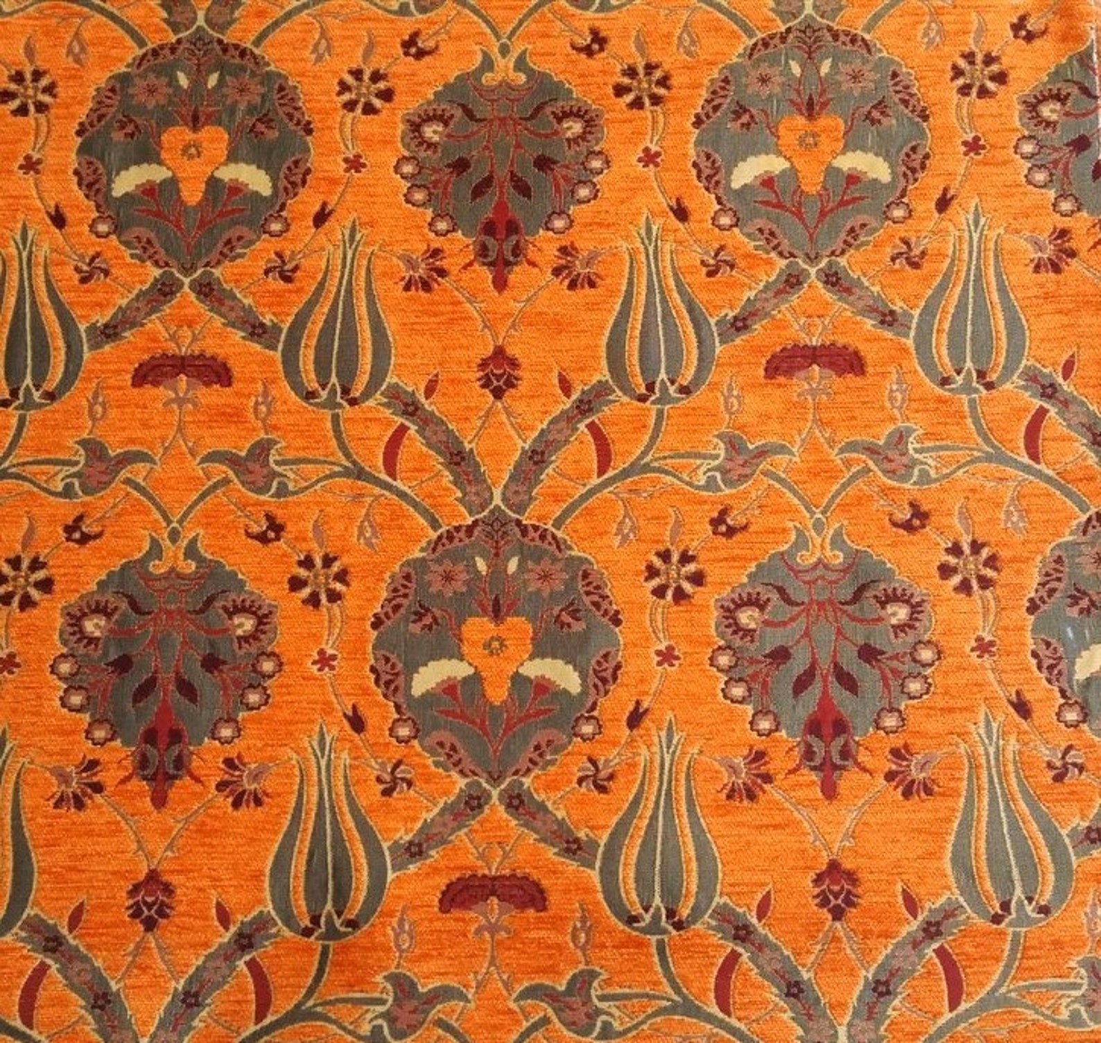 Chenille Jacquard Upholstery Fabric Floral Drape Fabric With Etsy