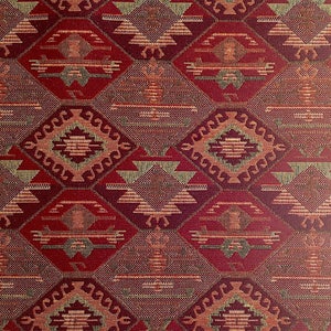 Ethnic Tribal Upholstery Fabric, Double-faced Cloth, Aztec Navajo Fabric, Geometric Kilim Fabric, Home Decor Tapestry, Claret Red, Ycp-028 image 3