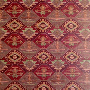 Ethnic Tribal Upholstery Fabric, Double-faced Cloth, Aztec Navajo Fabric, Geometric Kilim Fabric, Home Decor Tapestry, Claret Red, Ycp-028 image 2