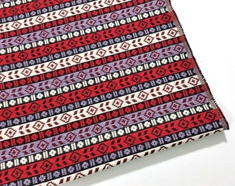 Ethnic Upholstery Fabric, Kilim Fabric, Aztec Striped Fabric, Home Decor Fabric, Purple Red White, Ycp-016