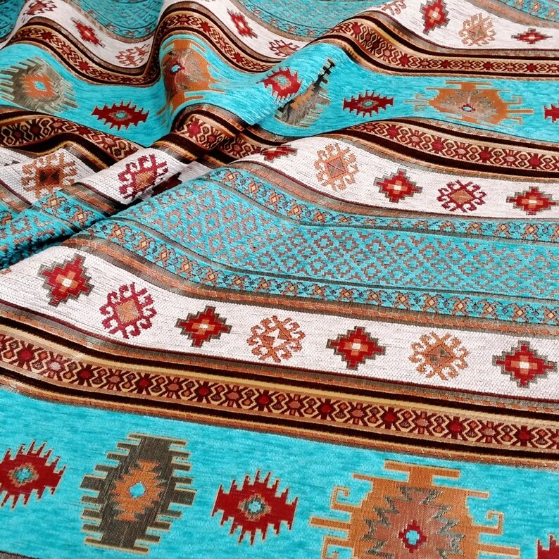 Kilim Chenille Upholstery Fabric Ethnic Tribal Furniture Etsy