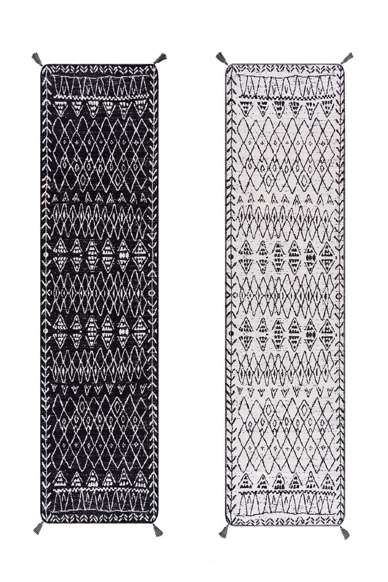 Cotton Woven Long Double Side Ethnic Floor Kilim Navajo Aztec Moroccan Tribal Scandinavian Geometric Natural Rug
