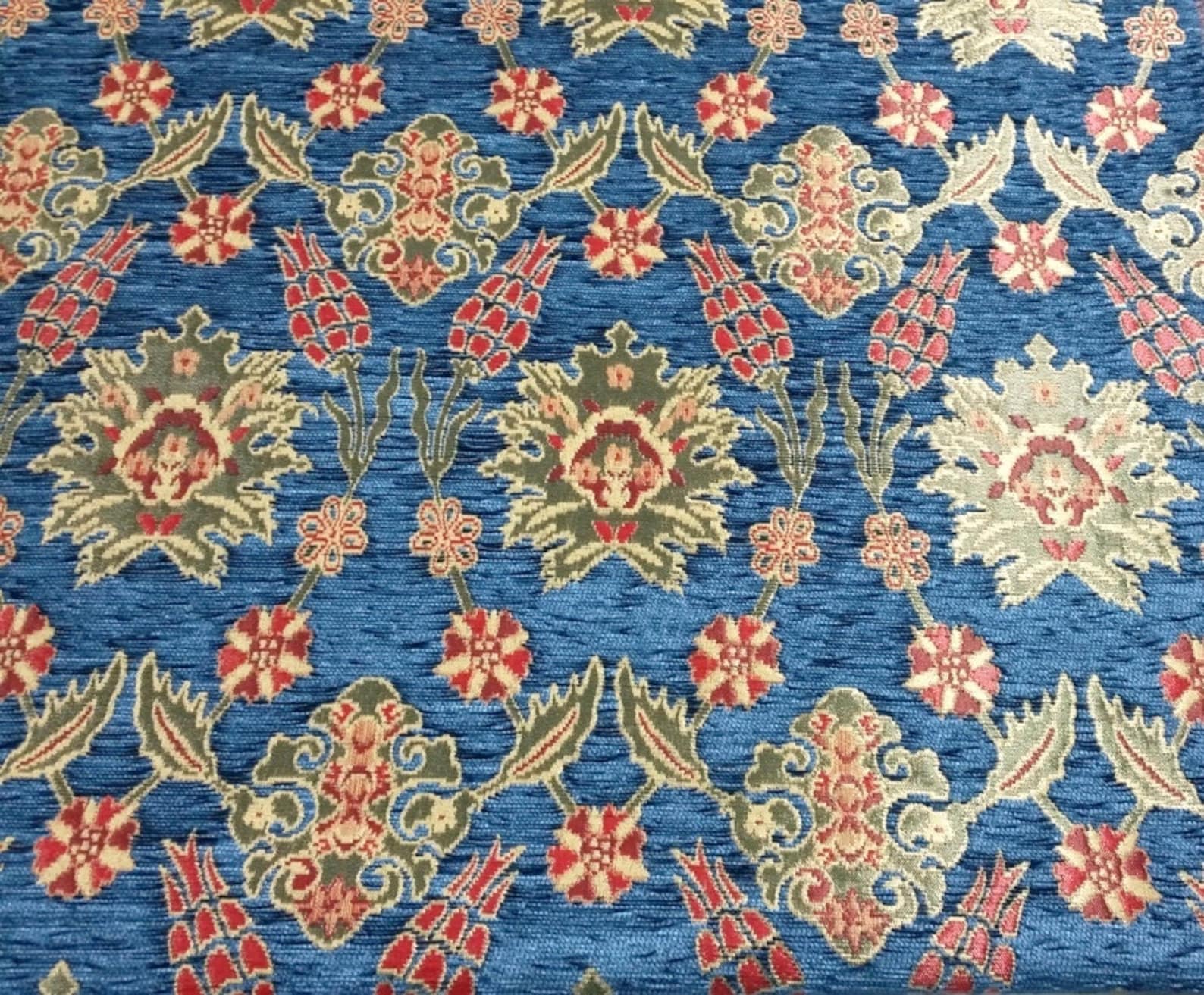 Jacquard Chenille Upholstery Fabric Floral Fabric With Tulip Etsy