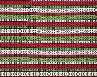BIG SALE 50% Off Ethnic Upholstery Fabric, Kilim Fabric, Aztec Navajo Striped Fabric, Home Decor Fabric, Pistachio Green Red White