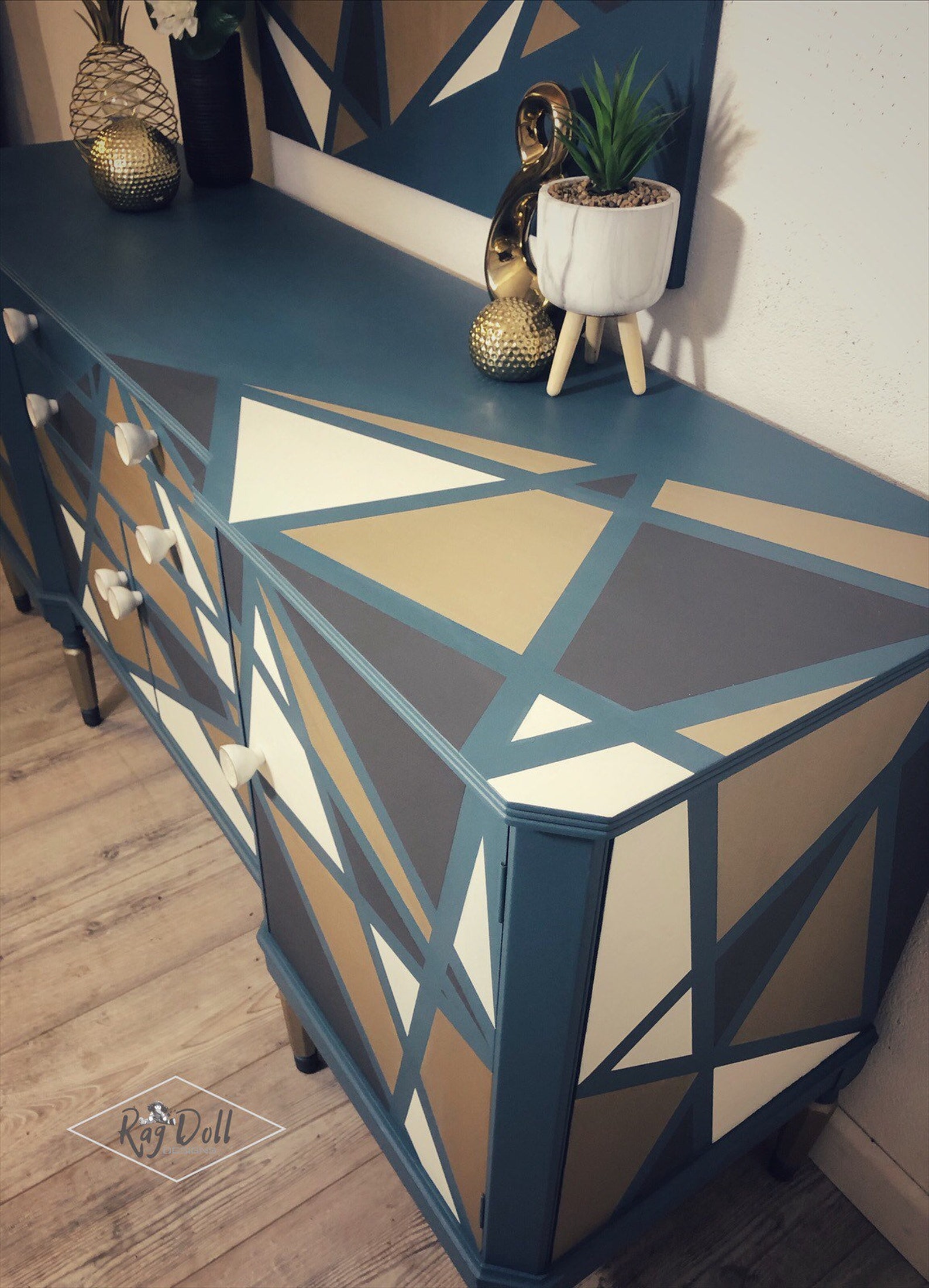 Blue Sideboard Geometric Furniture Drinks Sideboard Etsy