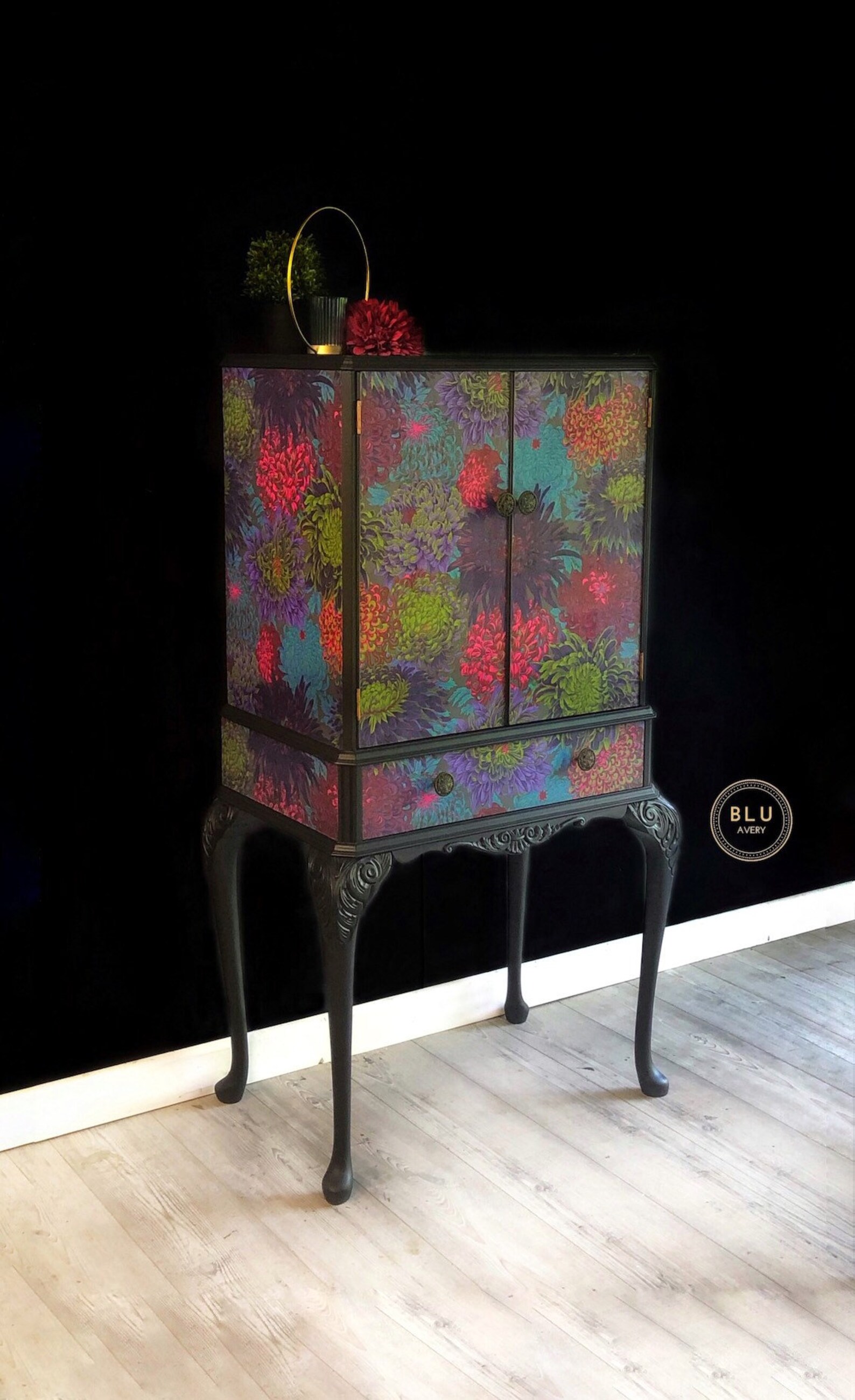 Black Drinks Vintage Cocktail Hand Painted Etsy