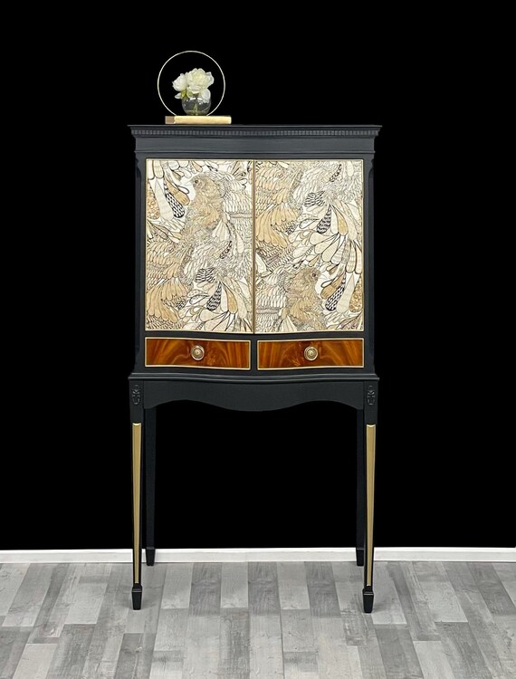 Long Legged Drinks Cabinet Black Gold Surfacphilia Aubrey
