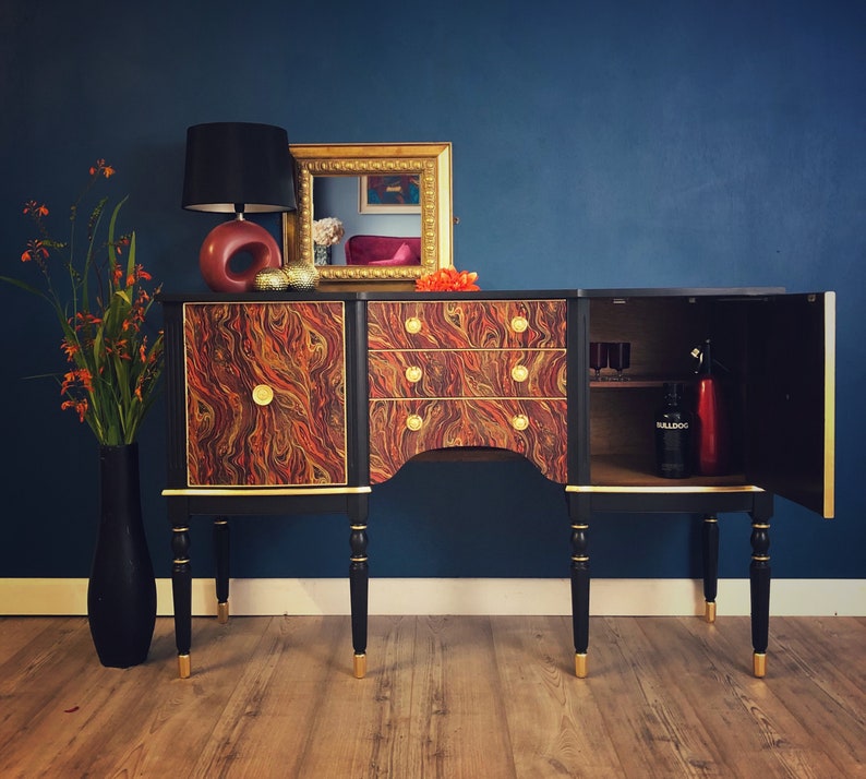 Black Sideboard Drinks Cocktail Buffet Etsy UK