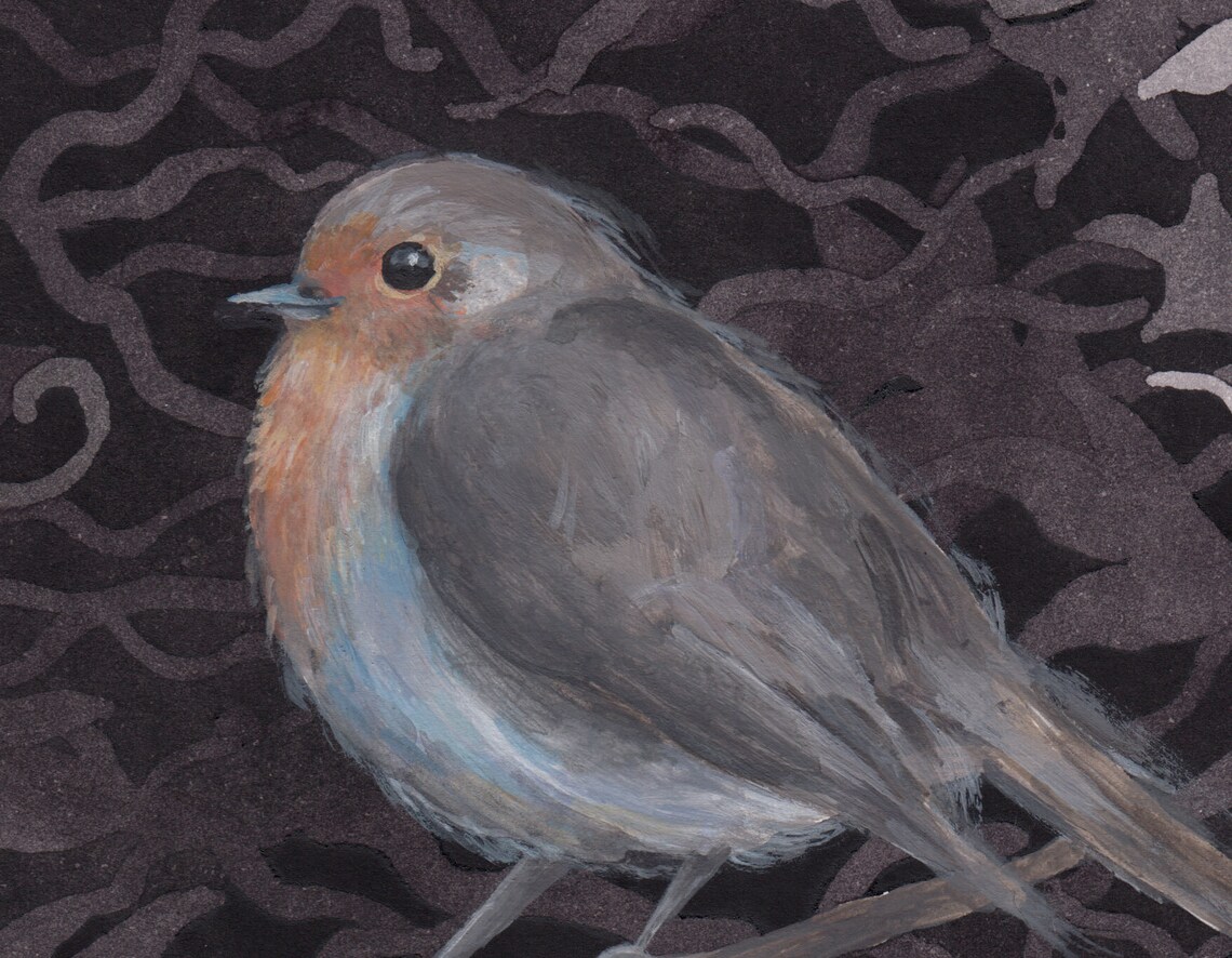 ROBBIN Bird Illustration Print A4 Etsy