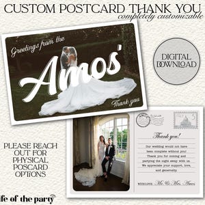 Postkarte Danke / Hochzeit Dankeschön / Einzigartige Dankeschön / Individuell / Flitterwochen / Ziel / Moderne Hochzeit / Event / Digital Download