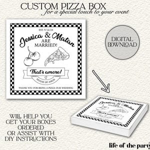 Custom Pizza Box Design / Digital File ONLY / DIY Pizza Box / Events / Wedding / Party / Label / Personalized / Unique / Personal Touch