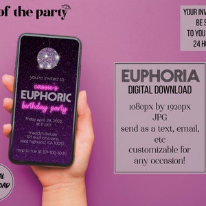 Euphoria Customized Digital Invitation / Cell Phone / iPhone / Invite / Party / Bachelorette / Birthday / Bridal Shower / Event / Download