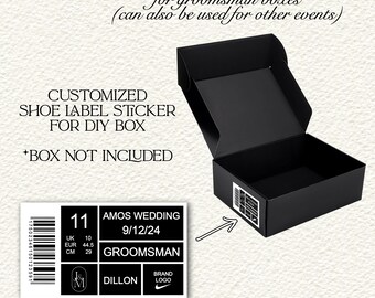 Custom Shoe Box Label Sticker / Groomsman Proposal Box / Gift / Birthday / Party Favors / Bachelor / DIY / Peel & Stick / Sneaker / Event
